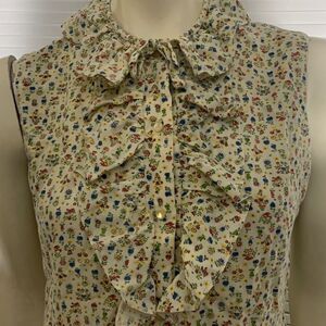 Vintage 1940’s Ruffle Button Down Sleeveless Blouse